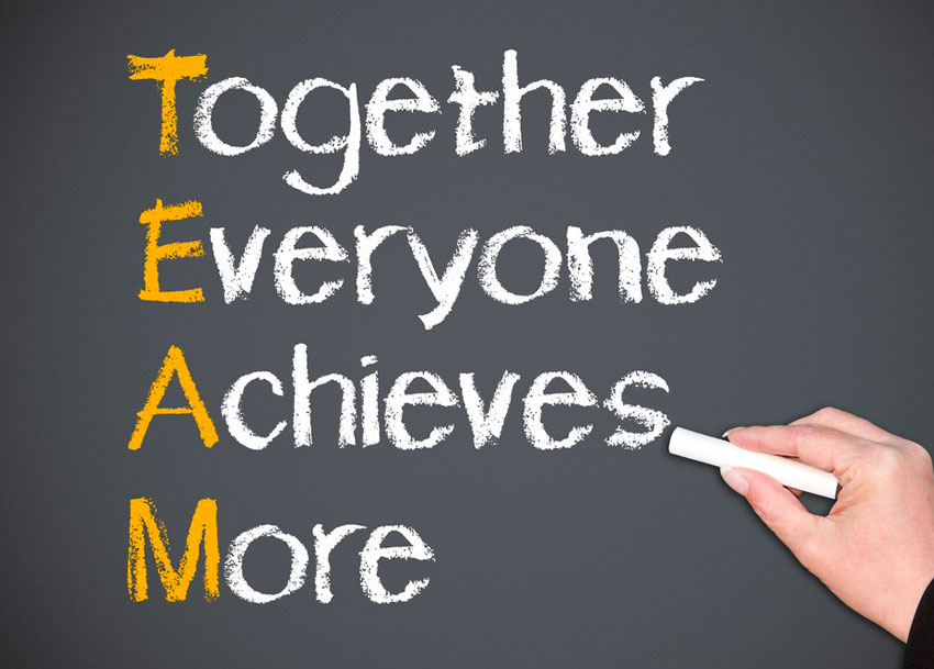 chalkboard saying Together Everyone Achieves More
