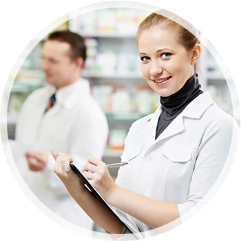 Photo of Pharmacist taking inventory